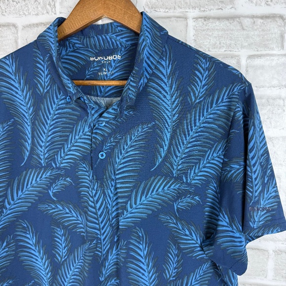 Bonobos Golf Cobalt Blue Tropical AOP Performance Polo Shirt Mens XL SLIM FIT - Picture 1 of 7
